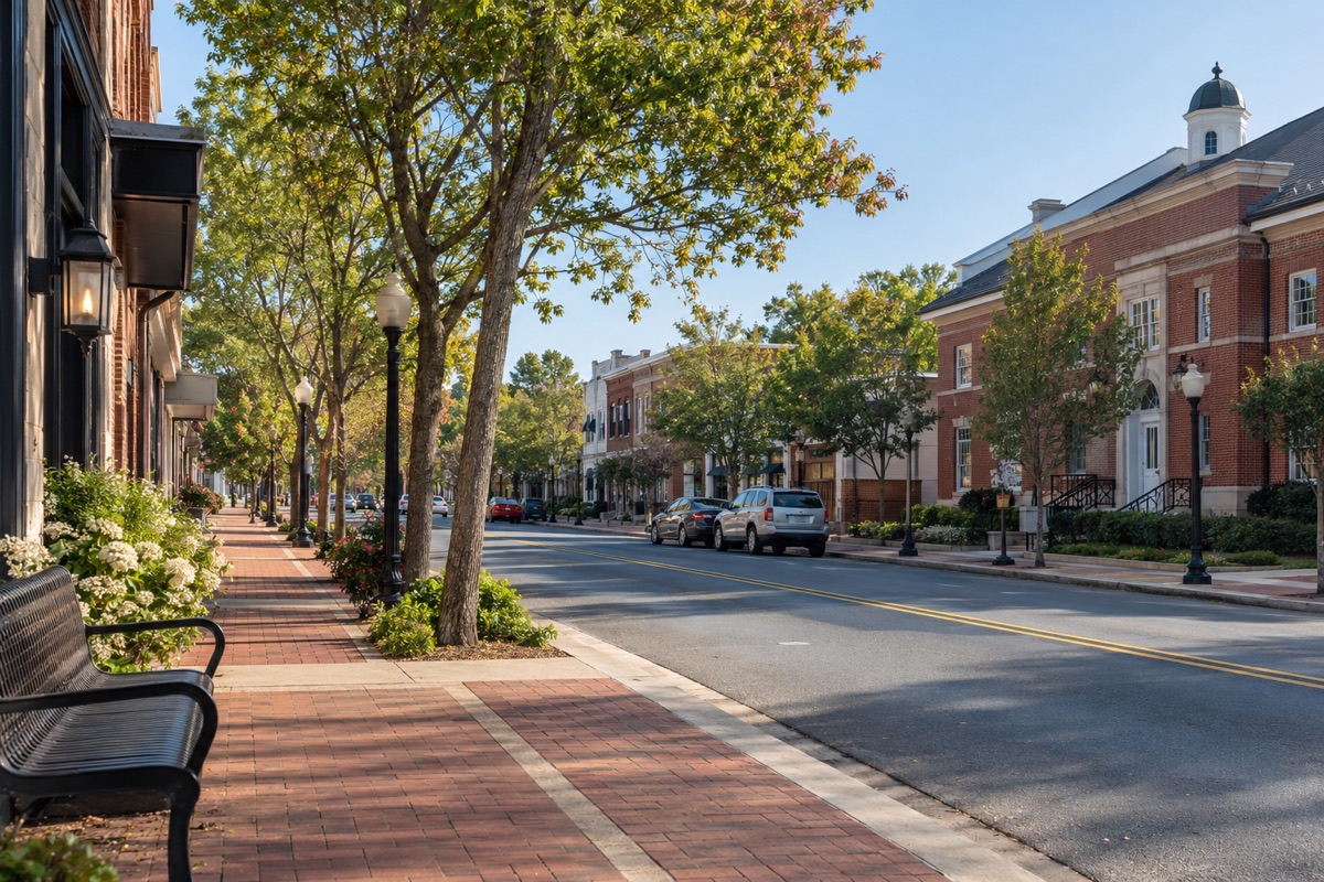 Illustrative main street in La Plata, Charles County, Maryland